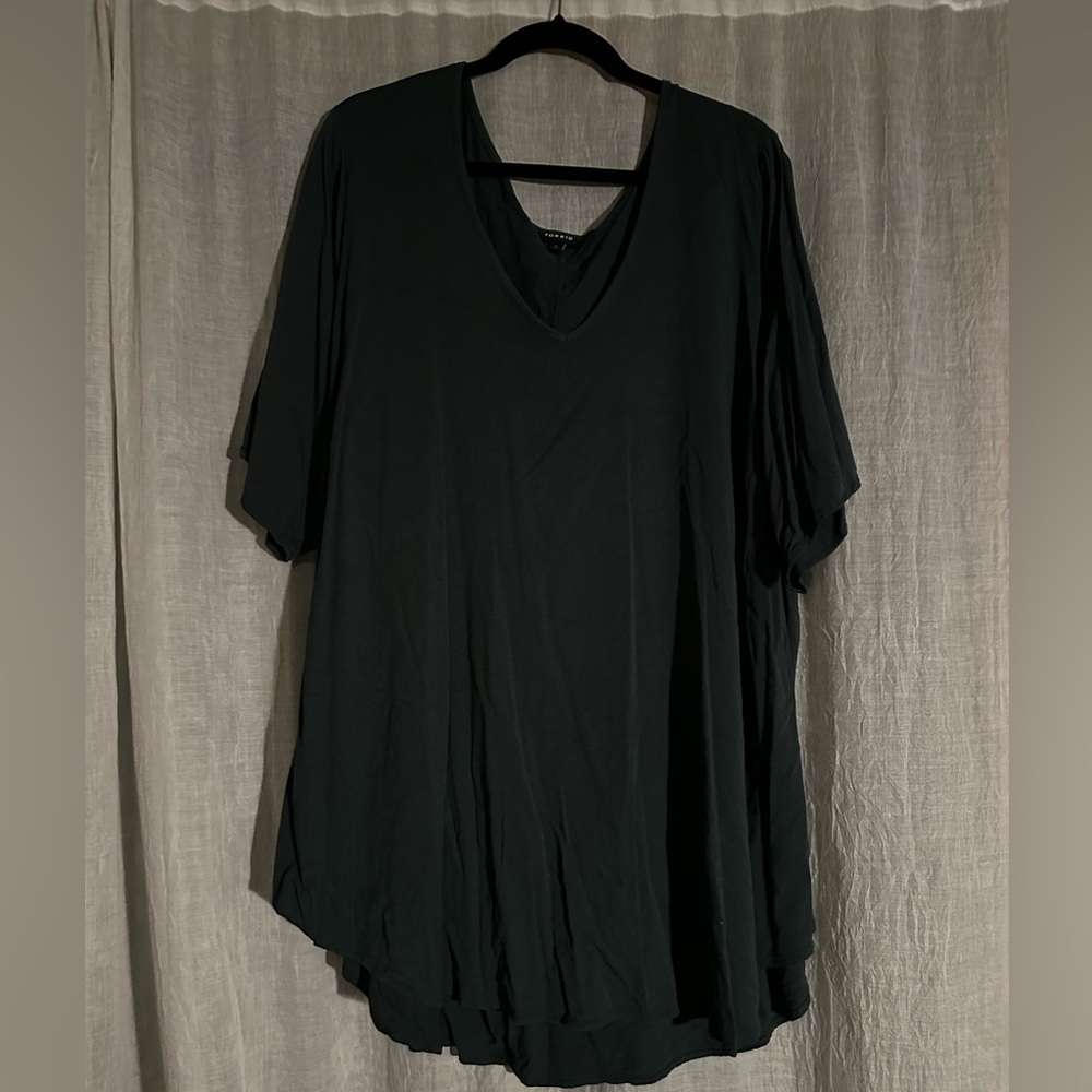 Dark Teal V-Neck Tunic Top